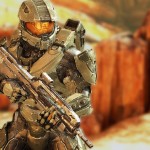 master chief halo 4 in desert surrounding. possible spartan 4 and new armour