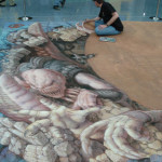 Kurt Wenner painting his Gears of War Chalk - Day 2 of the project