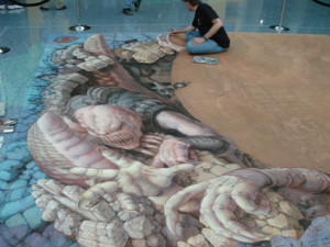 Kurt Wenner painting his Gears of War Chalk - Day 2 of the project