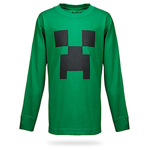 green long sleved top green minecraft creeper face on front