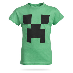 green t-shirt with creeper face on front