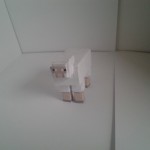 Sheep from minecraft made out of paper. Printed, cutout and stuck