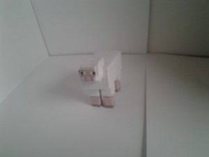 Sheep from minecraft made out of paper. Printed, cutout and stuck