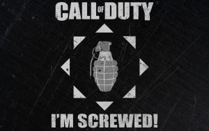Call of Duty - Grenade Logo Wallpaper - Features text: "Call of Duty I'm Screwed!"