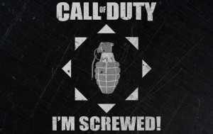Call of Duty - Grenade Logo Wallpaper - Features text: "Call of Duty I'm Screwed!"