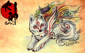 Amaterasu from Okami. Art style of the game has been captured perfectly