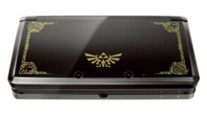 A Special 3DS from The Legend of Zelda Ocarina of time 3DS. It's black & gold and has the hyrule emblem on the front.