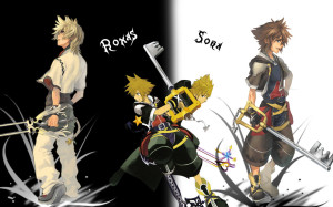 Kingdom Hearts 2 wallpaper frim the PS2 Features Roxas and Sora both with a Keyblade