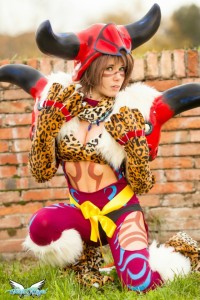 Sexy yuna cosplay photo. Yuna with leopard