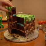 minecraft cube cake cut