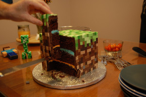 minecraft cube cake cut