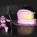 pink spartan and helmet cake