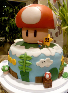 full view of mario bros cake from mingscakes