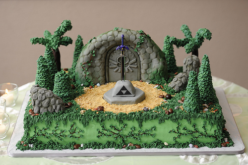 zelda master sword shrine cake