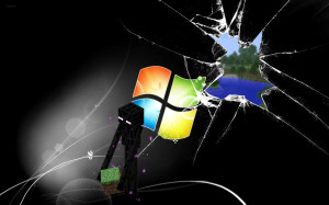 enderman wallpaper smashed windows minecraft